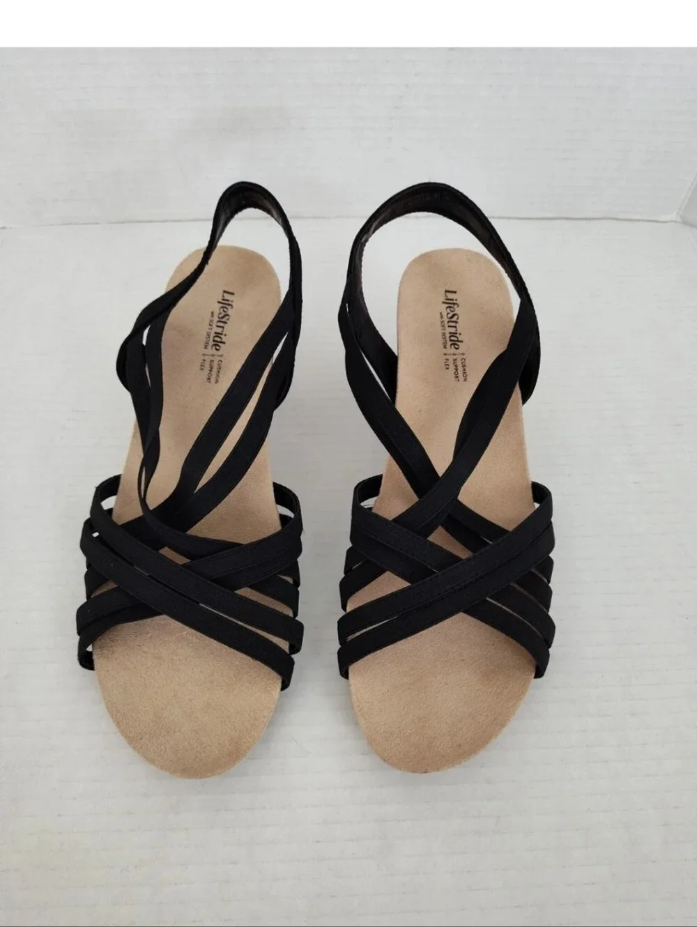 LifeStride Mallory Women's Strappy  Cork Wedge Sandals Size 10 Slingback